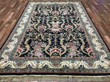 Indian Rug Hand Knotted Oriental Rug Large Fine Oriental Tabriz Area Rug 6'x9'