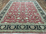 Indian Rug Hand Knotted Oriental Rug Large Fine Oriental Tabriz Rug 9'x11'7