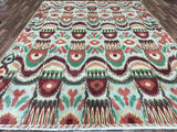 Indian Rug Hand Knotted Oriental Rug Large Modern Ziegler Kilim Area Rug 9'x12'3