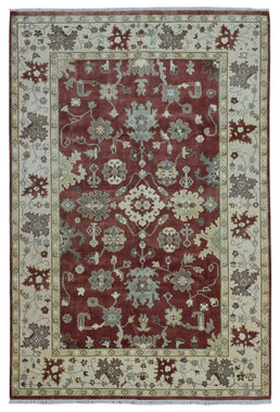 Indian Rug Hand Knotted Oriental Rug Large Oushak Oriental Rug 6'3X9'2
