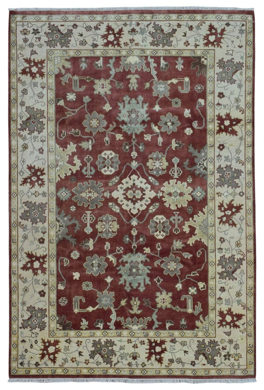 Indian Rug Hand Knotted Oriental Rug Large Oushak Oriental Rug 6'3X9'2