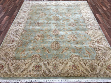 Indian Rug Hand Knotted Oriental Rug Large Rug Chobi Peshawar with Silk 7'9x9'10