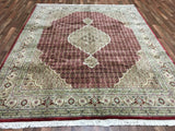 Indian Rug Hand Knotted Oriental Rug Large Silk Mahi Tabriz Oriental Rug 8 x 9'10