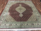 Indian Rug Hand Knotted Oriental Rug Large Silk Mahi Tabriz Oriental Rug 8 x 9'10