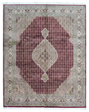Indian Rug Hand Knotted Oriental Rug Large Silk Mahi Tabriz Oriental Rug 8 x 9'10