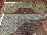 Indian Rug Hand Knotted Oriental Rug Large Silk Mahi Tabriz Oriental Rug 8 x 9'10