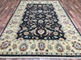 Indian Rug Hand Knotted Oriental Rug Large Tabriz Oriental Rug 6'X9'