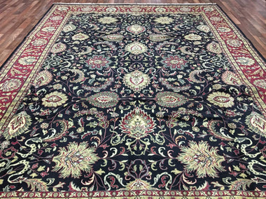 Indian Rug Hand Knotted Oriental Rug Large Very Fine Oriental Kashan Rug 8'10X12'1