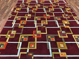 Indian Rug Hand Knotted Oriental Rug Modern Geometric Nepali Oriental Area Rug 8'2 x 10'