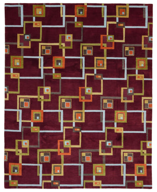 Modern Geometric Nepali Oriental Area Rug 8'2 x 10'