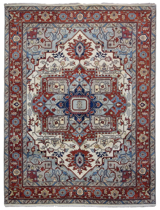 Indian Rug Hand Knotted Oriental Rug Oriental Serapi Area Rug 9'x11'11