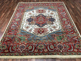 Indian Rug Hand Knotted Oriental Rug Oriental Serapi Rug 7'9X9'9