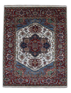 Indian Rug Hand Knotted Oriental Rug Oriental Serapi Rug 7'9X9'9