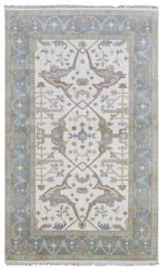 Indian Rug Hand Knotted Oriental Rug Oushak Oriental Small Area Rug 4'10x8'