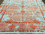 Indian Rug Hand Knotted Oriental Rug Oversized Modern Kashan with Silk Area Rug 10'x13'7