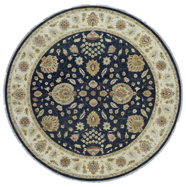 Indian Rug Hand Knotted Oriental Rug Round Peshawar Oriental Rug 8'X8'