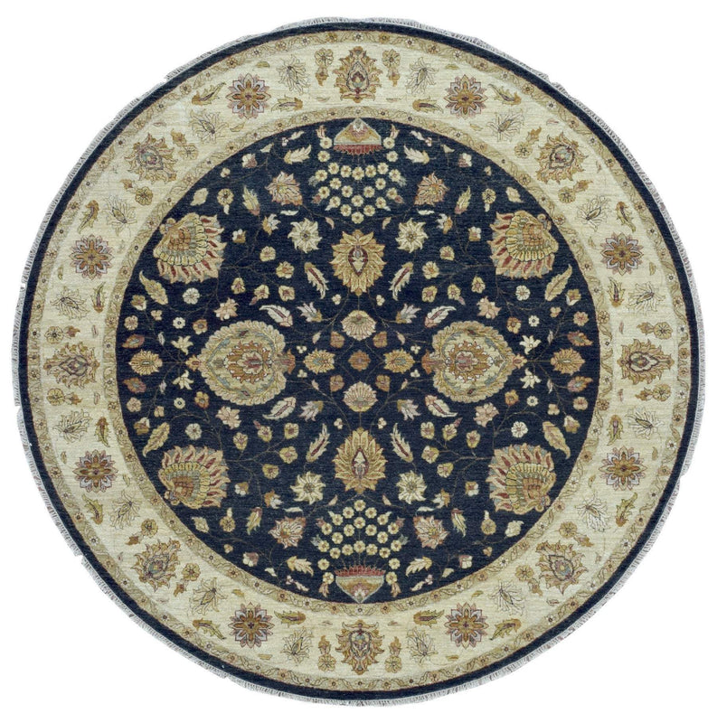 Indian Rug Hand Knotted Oriental Rug Round Peshawar Oriental Rug 8'X8'