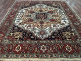 Indian Rug Hand Knotted Oriental Rug Semi-Antique Fine Rare Serapi Oriental Area Rug 8'3 x 9'11