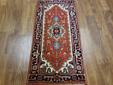 Indian Rug Hand Knotted Oriental Rug Serapi Oriental Area Rug 1'11X4'