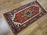Indian Rug Hand Knotted Oriental Rug Serapi Oriental Area Rug 1'11X4'