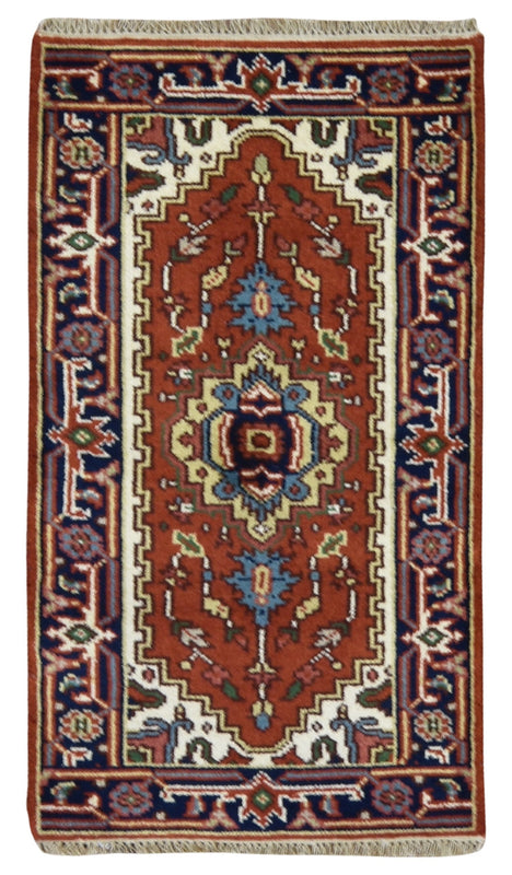 Indian Rug Hand Knotted Oriental Rug Serapi Oriental Area Rug 1'11X4'