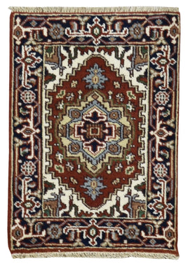 Indian Rug Hand Knotted Oriental Rug Serapi Oriental Area Rug 2'1X2'11