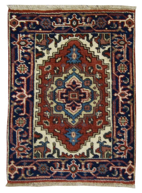 Indian Rug Hand Knotted Oriental Rug Serapi Oriental Area Rug 2'1X3'
