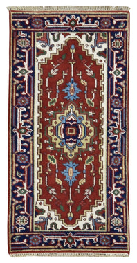 Indian Rug Hand Knotted Oriental Rug Serapi Oriental Area Rug 2'X4'