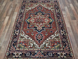 Indian Rug Hand Knotted Oriental Rug Serapi Oriental Area Rug 4'X6'1