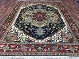Indian Rug Hand Knotted Oriental Rug Serapi Oriental Area Rug 9'X11'9