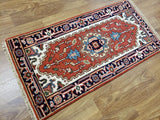Indian Rug Hand Knotted Oriental Rug Serapi Oriental Rug 2'1X4'1