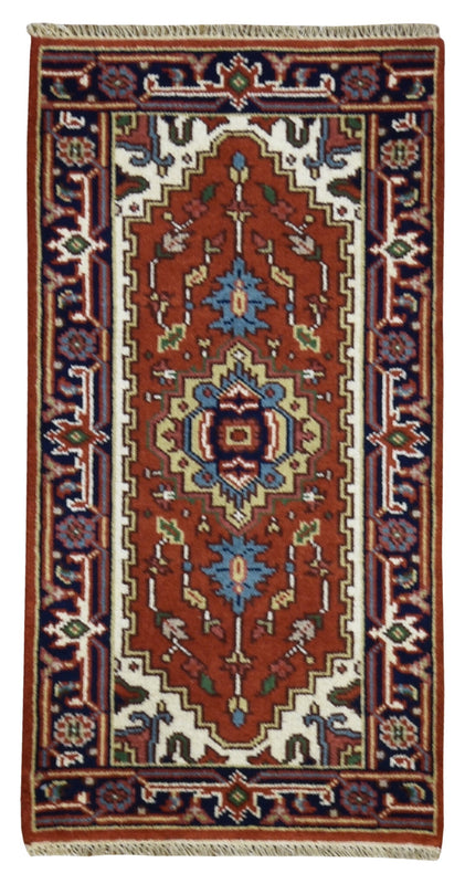 Indian Rug Hand Knotted Oriental Rug Serapi Oriental Rug 2'X3'1