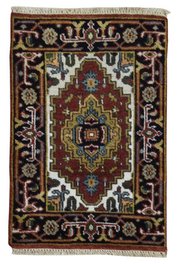 Indian Rug Hand Knotted Oriental Rug Serapi Oriental Rug 2'X3'1