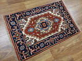 Indian Rug Hand Knotted Oriental Rug Serapi Oriental Rug 2'X3'1