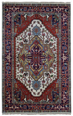 Indian Rug Hand Knotted Oriental Rug Serapi Oriental Runner Rug 4'11x7'11