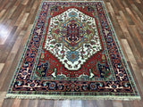 Indian Rug Hand Knotted Oriental Rug Serapi Oriental Runner Rug 4'11x7'11