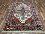 Indian Rug Hand Knotted Oriental Rug Serapi Oriental Runner Rug 4'11x7'11