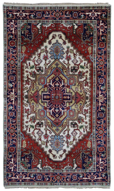 Indian Rug Hand Knotted Oriental Rug Serapi Oriental Runner Rug 4'11x8'