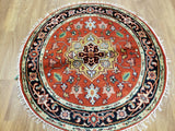 Indian Rug Hand Knotted Oriental Rug Serapi Round Oriental Rug 4'1X4'1