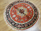 Indian Rug Hand Knotted Oriental Rug Serapi Round Oriental Rug 4'1X4'1