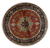 Indian Rug Hand Knotted Oriental Rug Serapi Round Oriental Rug 4'1X4'1