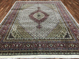 Indian Rug Hand Knotted Oriental Rug Silk Mahi Tabriz Oriental Rug 7'8 x 10'