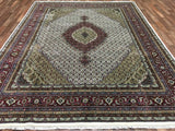 Indian Rug Hand Knotted Oriental Rug Silk Mahi Tabriz Oriental Rug 7'8 x 10'