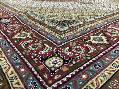 Indian Rug Hand Knotted Oriental Rug Silk Mahi Tabriz Oriental Rug 7'8 x 10'
