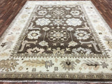 Indian Rug Hand Knotted Oriental Rug Silver Brown Gold Oushak Oriental Rug 9'x11'10