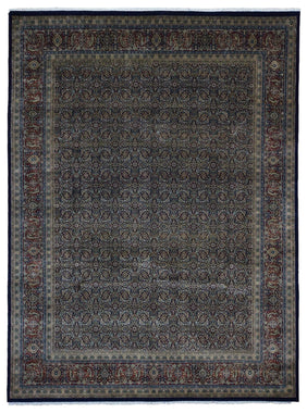 Indian Rug Hand Knotted Oriental Rug Very Fine Estate Herati Large Area Rug 9'x12'1