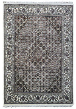 Indian Rug Hand Knotted Oriental Rug Very Fine Mahi Tabriz Oriental Rug With Silk 6'2X10'1