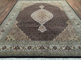 Indian Rug Hand Knotted Oriental Rug Very Fine Mahi Tabriz Oriental Rug With Silk 8'X10'
