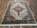 Indian Rug Hand Knotted Oriental Rug Very Fine Semi-Antique Tabriz Area Rug 6'x8'6