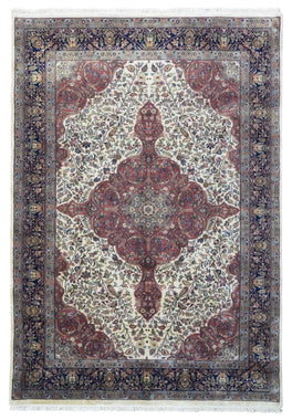 Indian Rug Hand Knotted Oriental Rug Very Fine Semi-Antique Tabriz Area Rug 6'x8'6